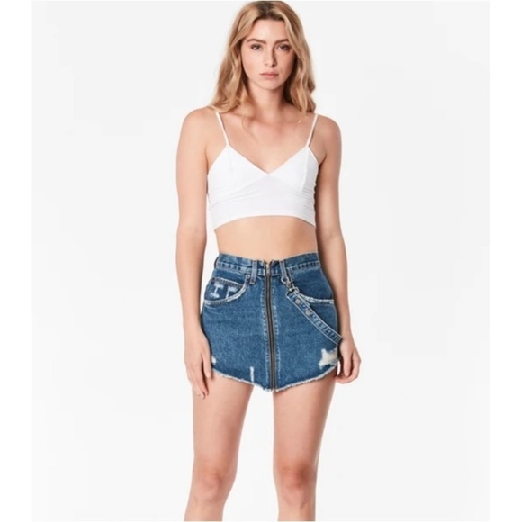 Carmar Dresses & Skirts - Carmar Delphius Beatrice Harness Distressed Denim Skirt, Size 27